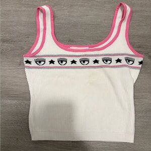 Chiara Ferragni Pink and Black Knit Top